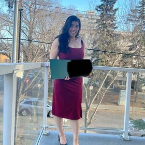 RW & CO burgundy red midi dress